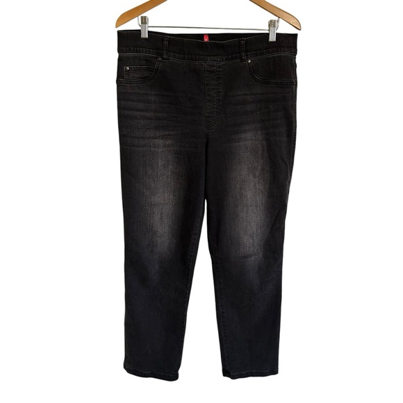 Spanx size XL Black Wash Pull On Jeans Jeggings Pants Stretch Inseam 28.5” - Picture 1 of 5